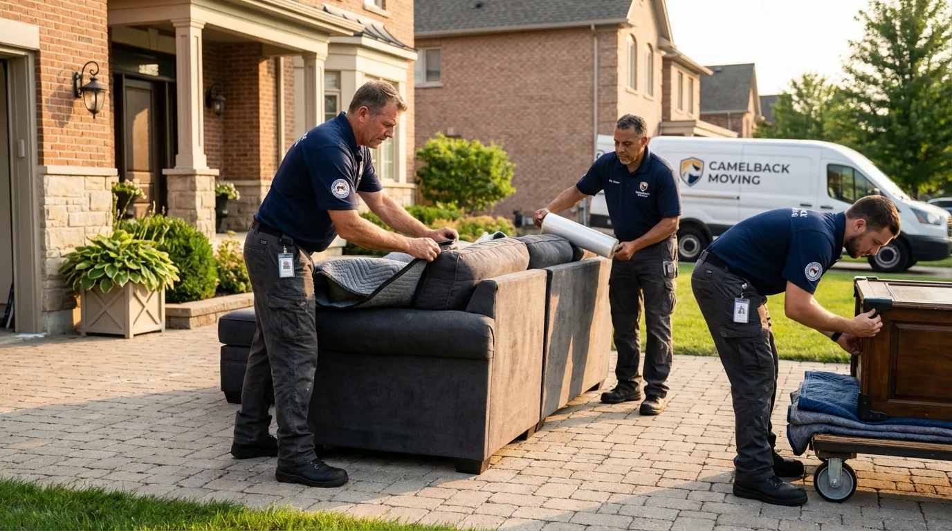 Large estate moving crew wrapping furniture in Dillon, MT