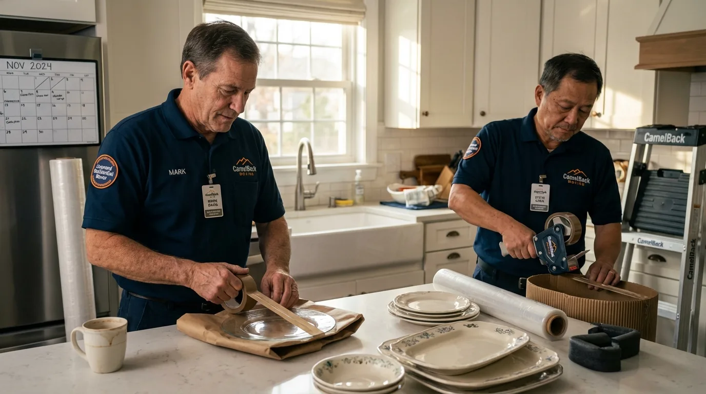 Professional crew packing kitchen dishware in Dillon, MT
